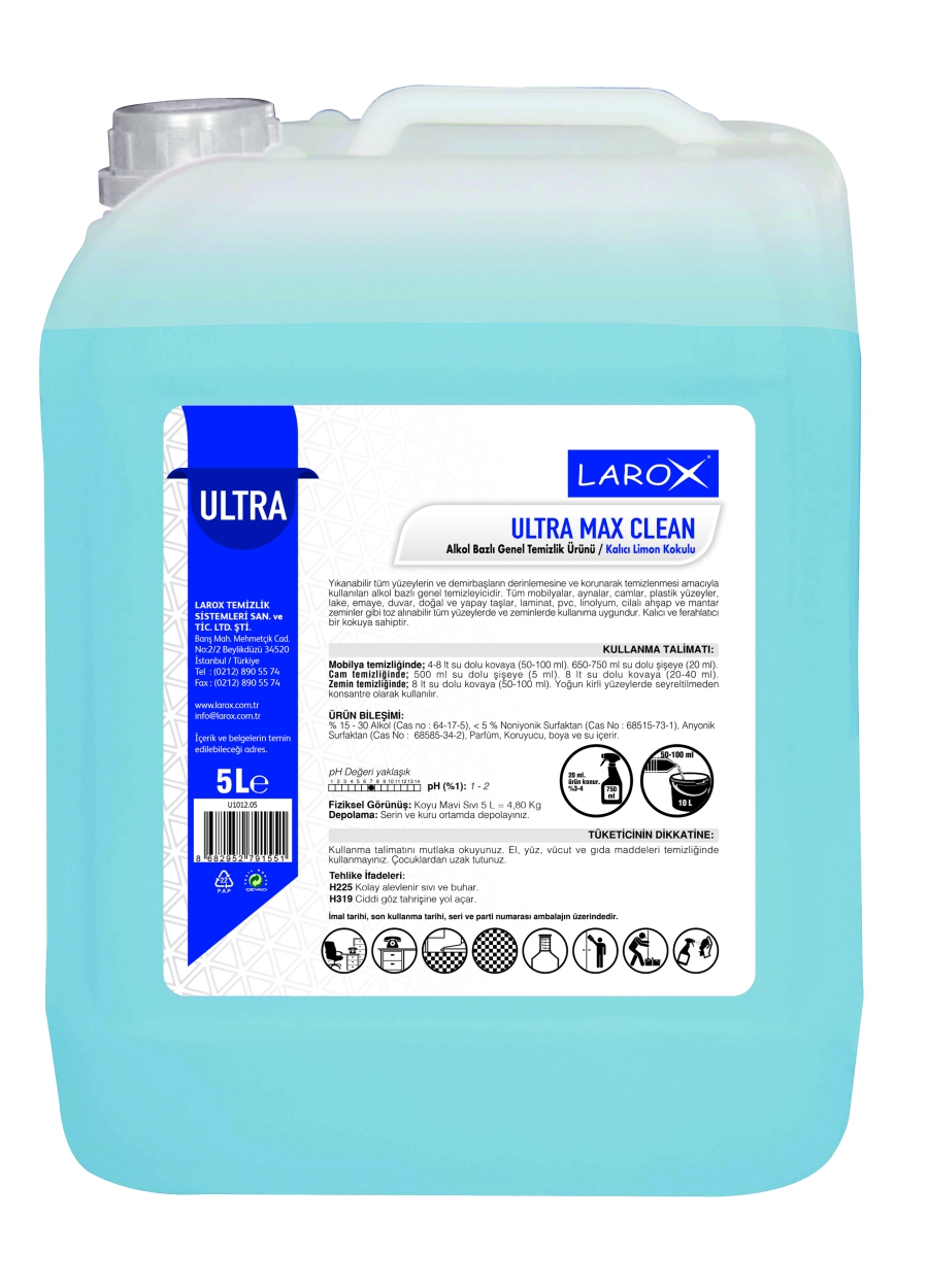 ULTRA MAX CLEAN Alkol Bazlı Genel Temizlik Ürünü